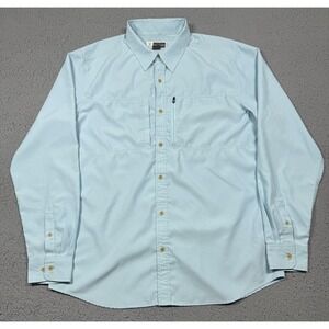 ExOfficio Shirt Mens XL Blue Long Sleeve Button Up Insect Shield Hiking Travel